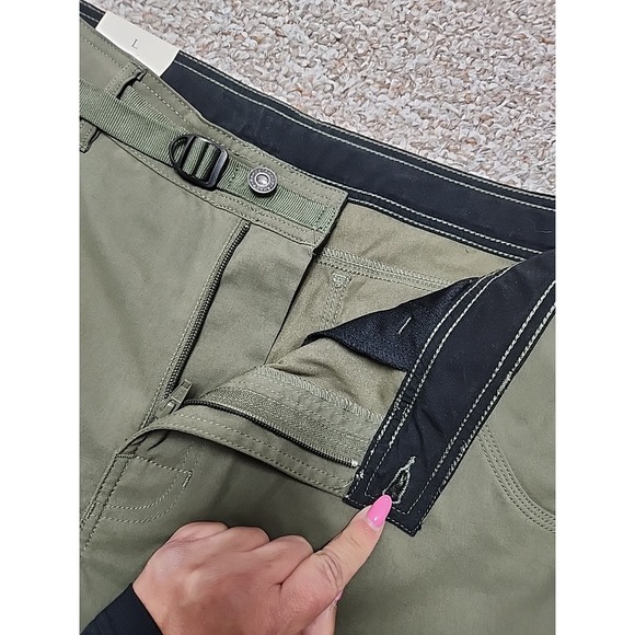 Prana Zion Mens Large Green Cargo Shorts Belted Stretch Hiking Gorpcore $65 NWT - Picture 13 of 14